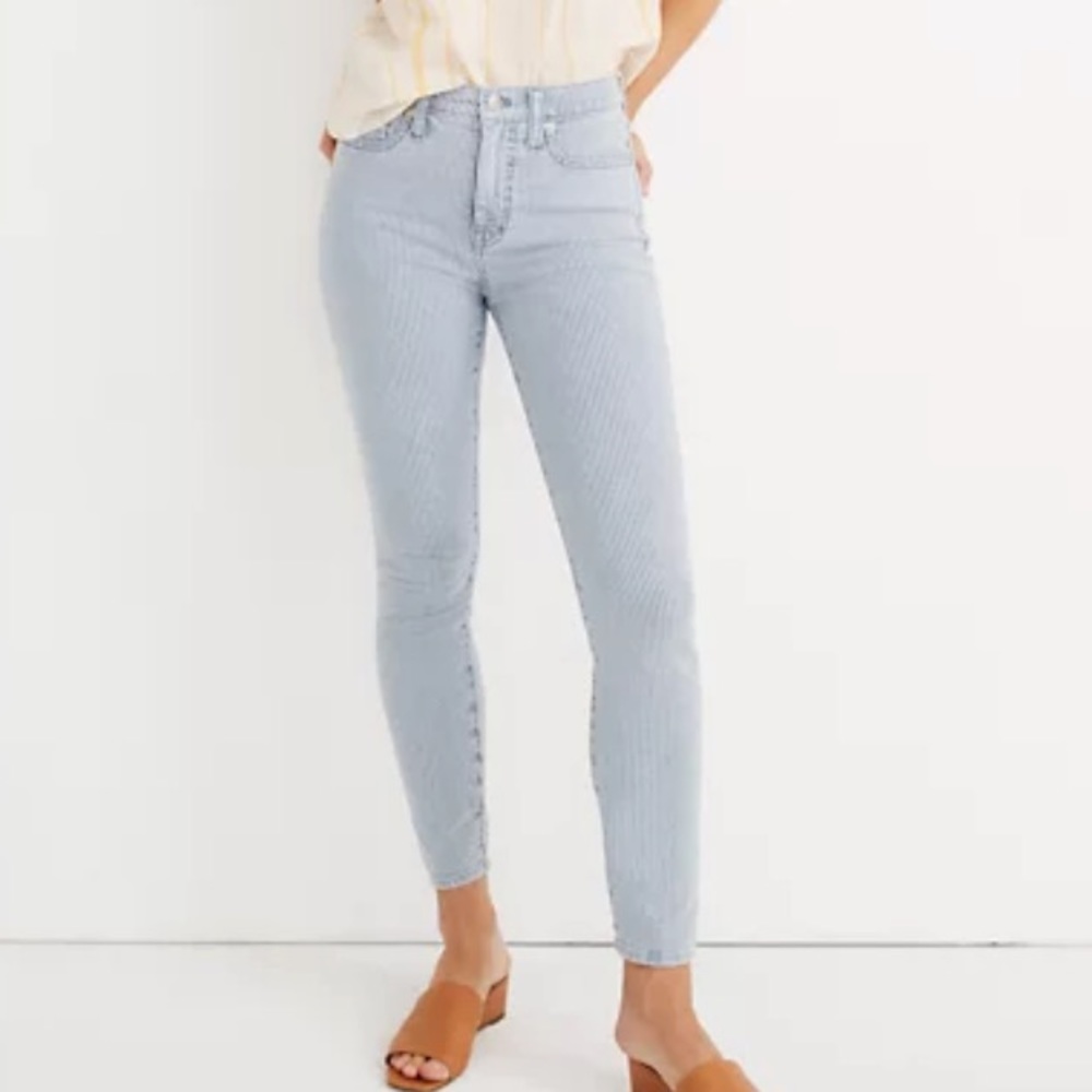 Madewell 10” Piper Striped Skinny Crop Jeans 31
